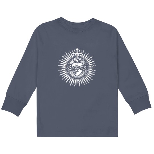 Discover Sacred Heart of Jesus Catholic Traditional Latin Mass Art Kids Long Sleeve T Shirts