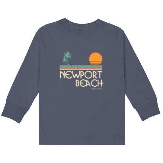 Discover Vintage Newport Beach California Sunset Palms birt Kids Long Sleeve T Shirts