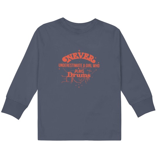 Discover Kids Long Sleeve T Shirts For Drums Girl, Drummer Kids Long Sleeve T Shirts Woman