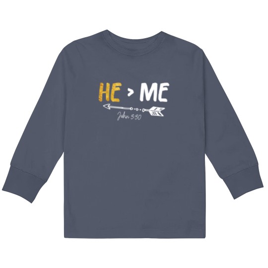 Discover He Is Greater Than Me Kids Long Sleeve T Shirts