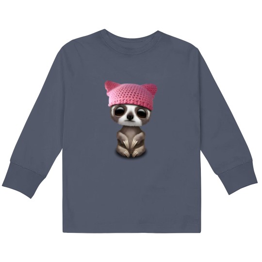Discover Cute Baby Sloth Wearing Pussy Hat - Pussy Hat - Kids Long Sleeve T Shirts