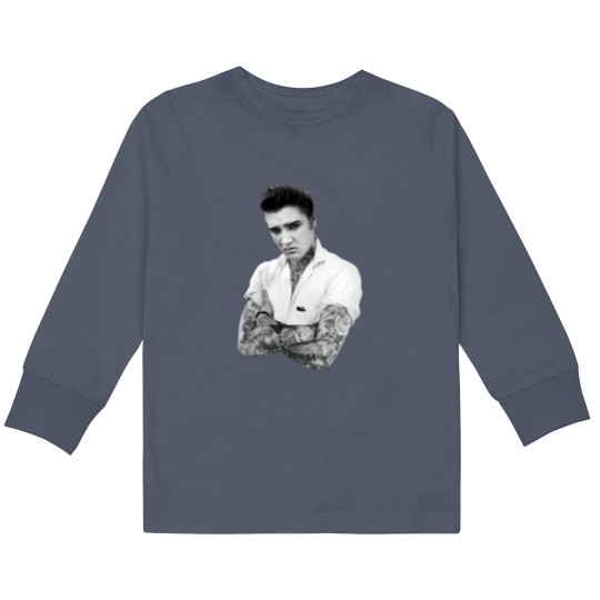 Discover Elvis Presley Tattoo Rockabilly Kids Long Sleeve T Shirts Black