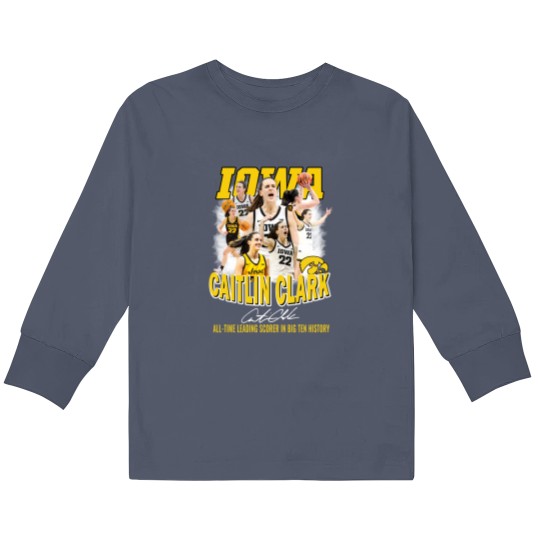 Discover Caitlin Clark All Time Leading Scorer In Big Ten History Kids Long Sleeve T Shirts, Basketball 2024 Caitlin Clark Kids Long Sleeve T Shirts