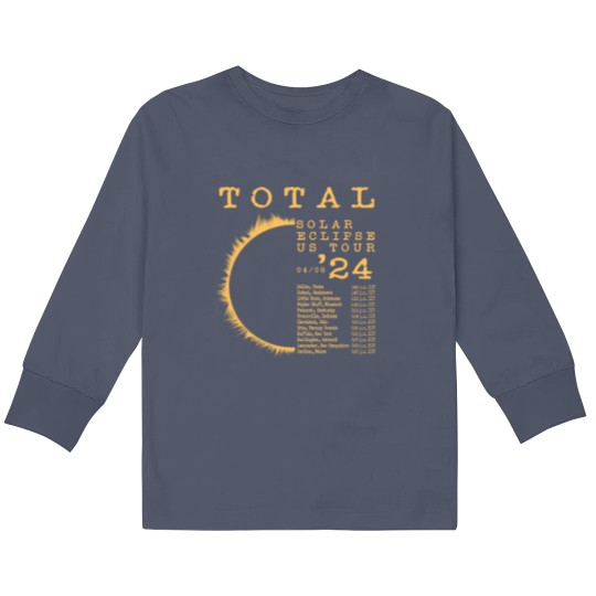 Discover Total Solar Eclipse Kids Long Sleeve T-Shirt, April 8, 2024 North American Path