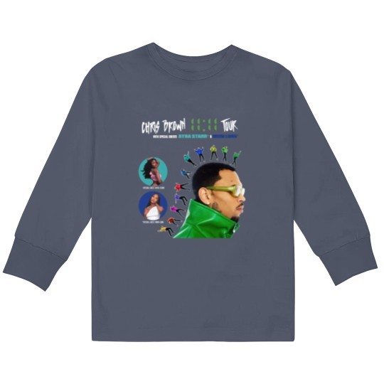 Discover Chris Brown 11:11 Tour 2024 Kids Long Sleeve T-Shirts - Fan Merchandise