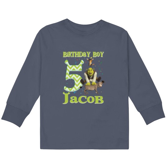 Discover Shrek Birthday Kids Long Sleeve T Shirts, Green Ogre Cartoon Custom Personalized Boy Girl Birthday Kids Long Sleeve T Shirts