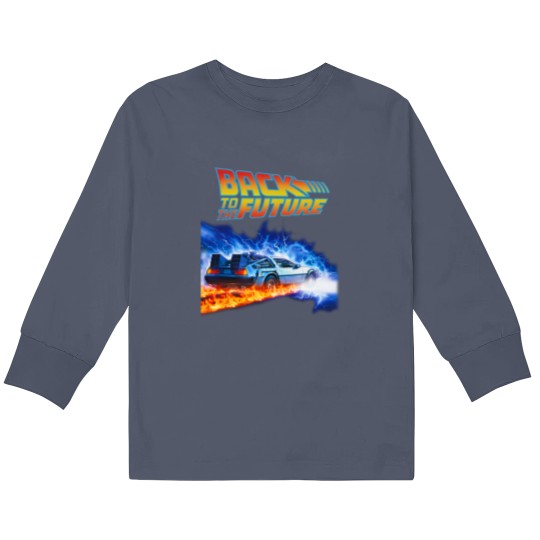 Discover back to the future PNG just DTF halftone black Kids Long Sleeve T Shirts