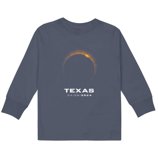 Discover Total Solar Eclipse 2024 Texas Kids Long Sleeve T Shirts
