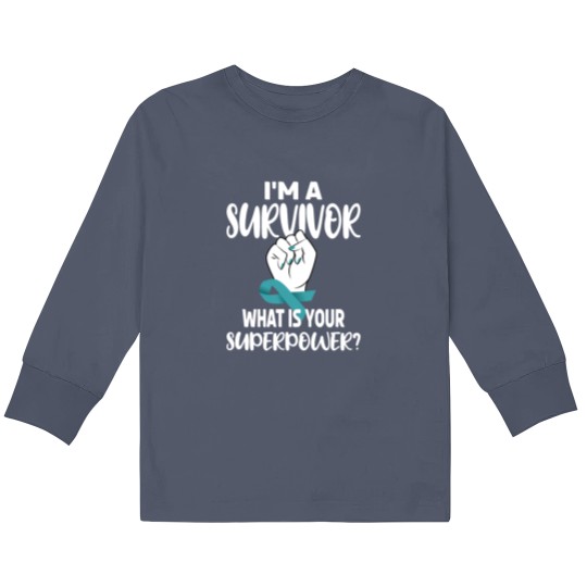 Discover Cervical Cancer Survivor Cervical Cancer Awareness Kids Long Sleeve T Shirts
