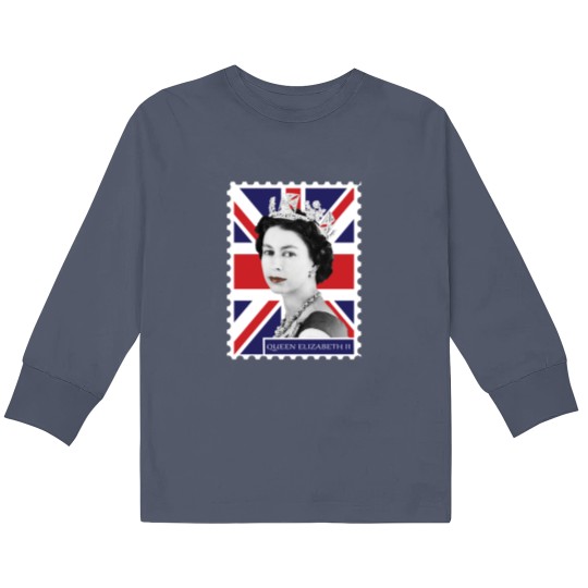 Discover Queen Elizabeth II Stamp_ Union Jack Kids Long Sleeve T Shirts