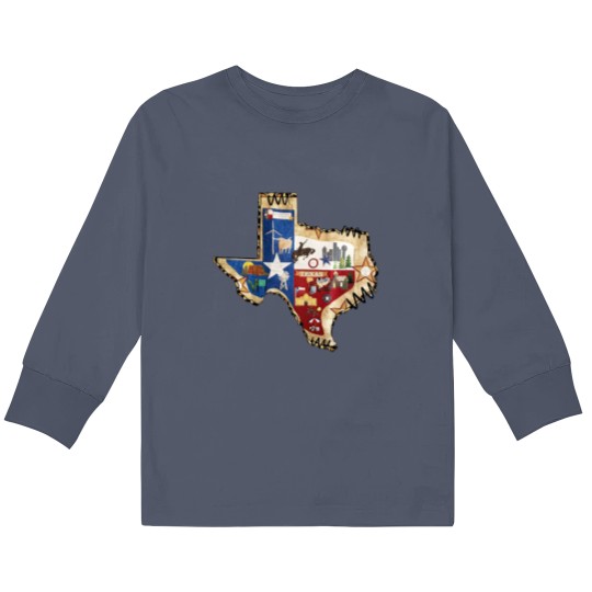 Discover Texas Map Kids Long Sleeve T-Shirts