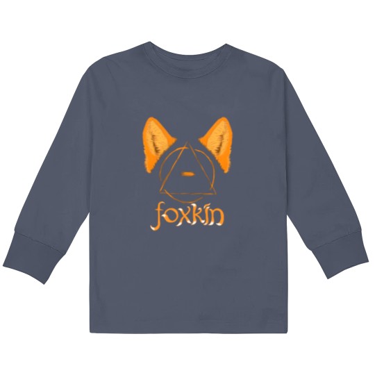Discover Foxkin therian theta-delta with fox ears Sticker Kids Long Sleeve T Shirts