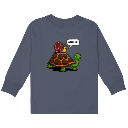 Discover Snail Riding Turtle Kids Long Sleeve T Shirts