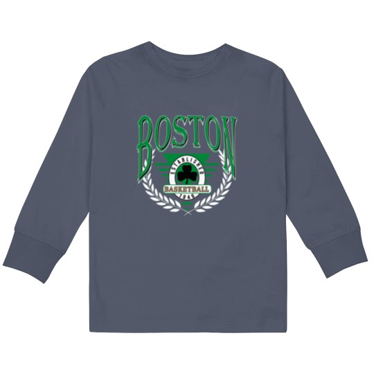Discover Vintage Boston Basketball Kids Long Sleeve T Shirts, Boston Basketball Kids Long Sleeve T Shirts