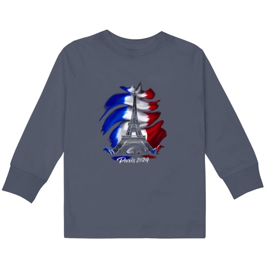 Discover Paris 2024 Olympics Kids Long Sleeve Tee for Young Vacationers