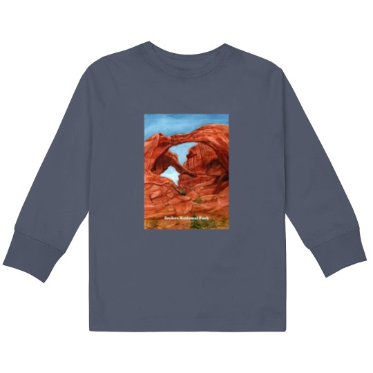 Discover Arches National Park Watercolor - Arches National Park - Kids Long Sleeve T Shirts
