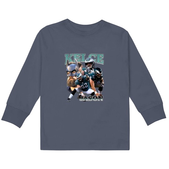 Discover Vintage 90s Graphic Style Jason Kelce Kids Long Sleeve T Shirts, Jason Kelce Kids Long Sleeve T Shirts