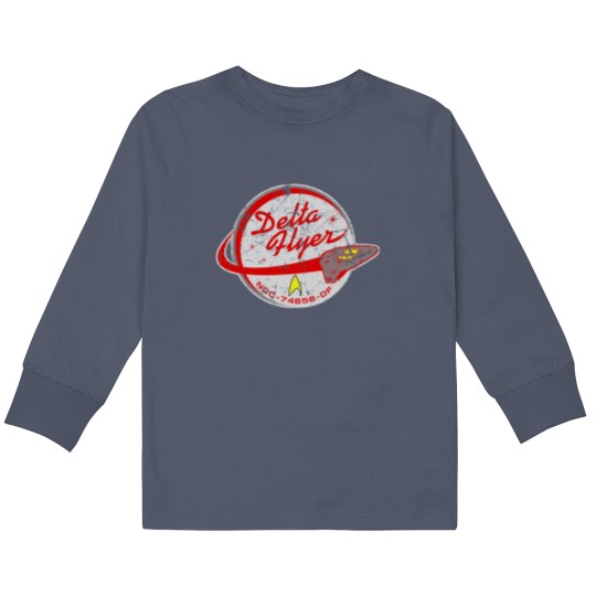 Discover Delta Flyer Patch Distressed Kids Long Sleeve T Shirts