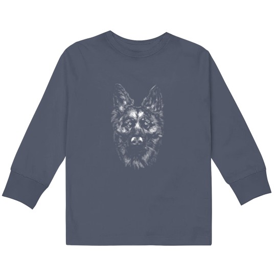 Discover German Shepherd Monochrome Kids Long Sleeve T Shirts Kids Long Sleeve T Shirts