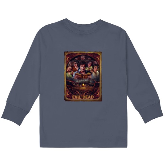 Discover Movie Art, Evil Dead Necronomicon by Peter Panyis, Black Cotton Mens Kids Long Sleeve T Shirts