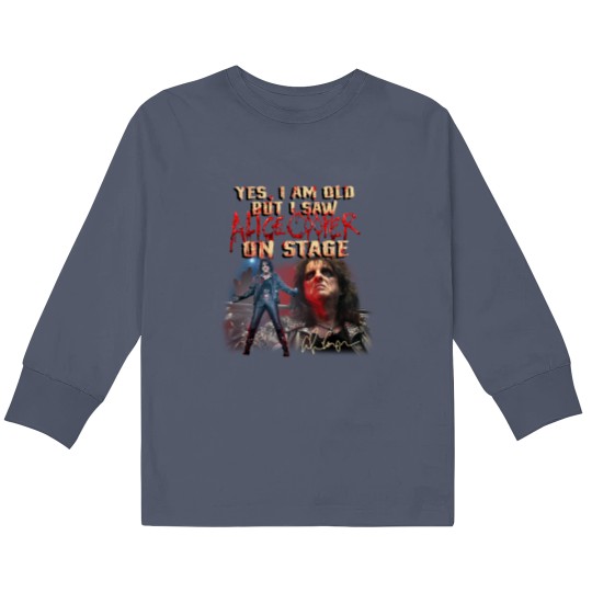 Discover Yes I Am Old But I Saw Alice Cooper On Stage Kids Long Sleeve T Shirts, Alice Cooper Kids Long Sleeve T Shirts