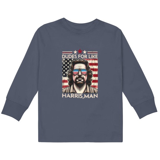 Discover Dudes for like Harris Man Kids Long Sleeve T Shirts, White Dudes for Harris, White for Kamala Harris 2024 Kids Long Sleeve T Shirts
