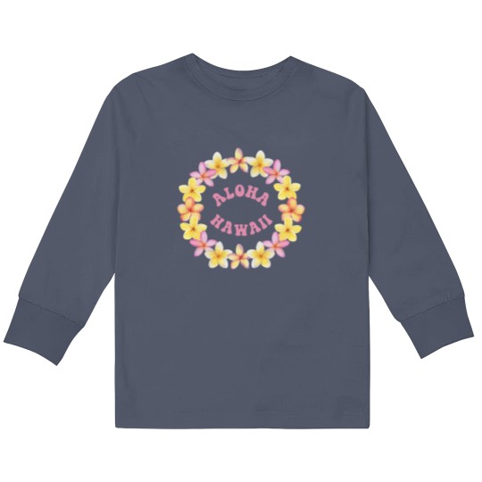 Discover Aloha Hawaii Flower Lei Kids Long Sleeve T-Shirts