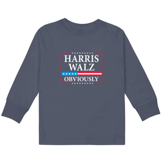 Discover Harris Walz Obviously President Kamala Harris Waltz Election Kids Long Sleeve T Shirts
