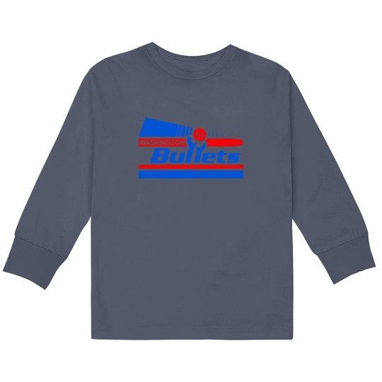 Discover Defunct Washington Bullets Pennant 80s Pennant Kids Long Sleeve T Shirts