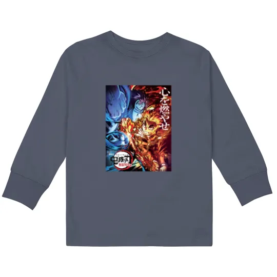 Discover Kyojuro Kyo Rengokoo vs Akaza Kids Long Sleeve T Shirts