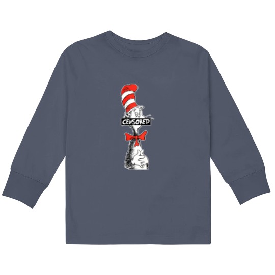 Discover Seuss Geisel  CENSORED Cat in stovepipe hat Kids Long Sleeve T Shirts