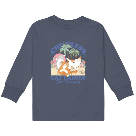 Discover Childless Cat Ladies For Kamala Kids Long Sleeve T Shirts, Childless Cat Lady Kids Long Sleeve T Shirts
