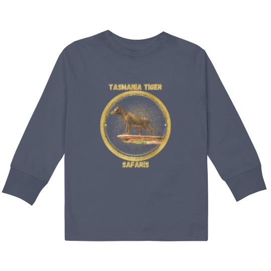 Discover Extinct Tasmania Tiger Safari Kids Long Sleeve T Shirts