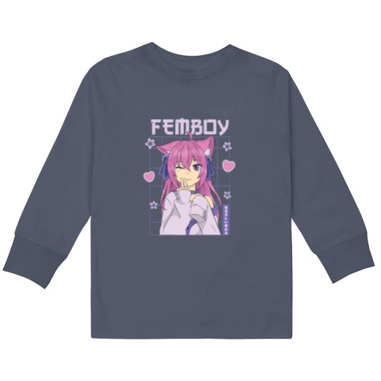 Discover Femboy Anime Cute Little Femboy Kids Long Sleeve T Shirts