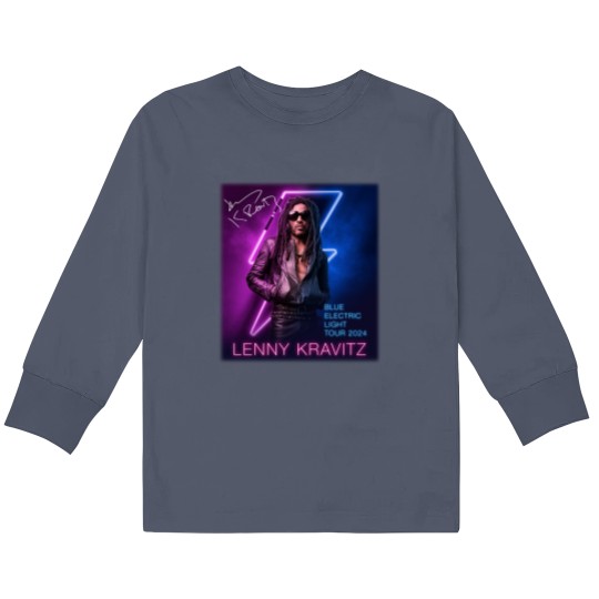 Discover Lenny Kravitz Electric Blue Light Tour 2024 Signature Unisex Kids Long Sleeve T Shirts All Size