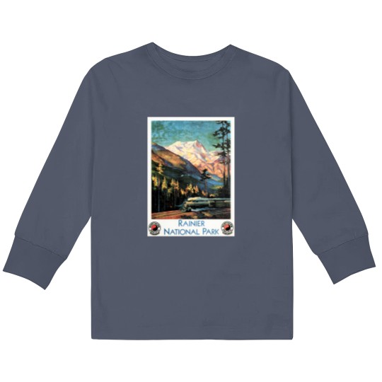 Discover Rainier National Park Old Railway Northern Pacific Kids Long Sleeve T Shirts