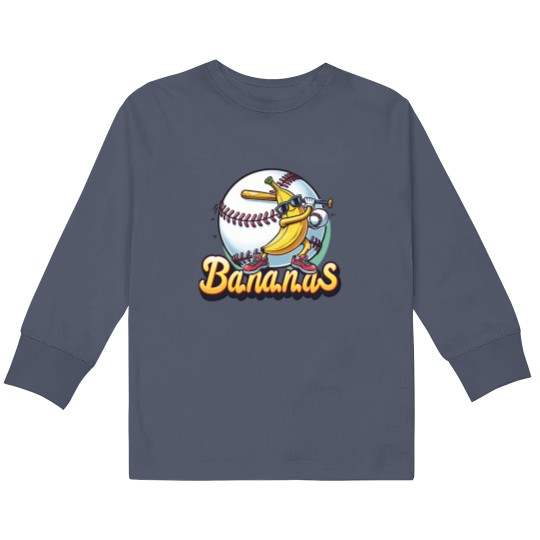 Discover Let's Go Bananas Baseball Kids Long Sleeve T Shirts, Sports Team Mascot Kids Long Sleeve T Shirts