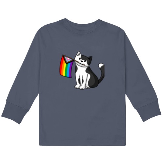 Discover Progress Pride  Pride Cat Kids Long Sleeve T Shirts