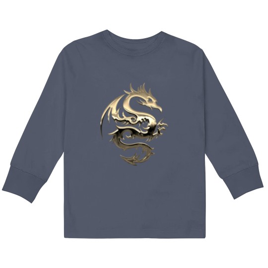 Discover Gold Metallic Dragon Kids Long Sleeve T Shirts