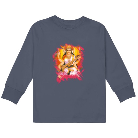 Discover Saraswati Hindu Goddess Kids Long Sleeve T Shirts