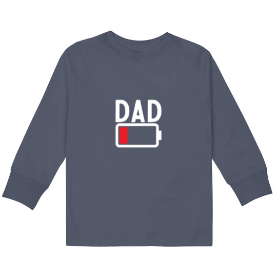 Discover Funny Low Battery Dad daddy and son gift Kids Long Sleeve T Shirts
