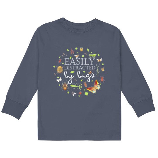 Discover Easily Distracted By Bugs Funny Bug Insects Kids Long Sleeve T Shirts