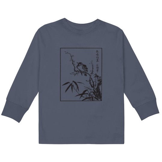 Discover Japanese Bird Art Kids Long Sleeve T Shirts