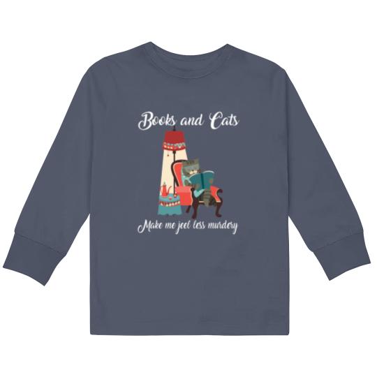 Discover Cat Lovers | Books And Cats Make Me Feel Murdery T- Kids Long Sleeve T Shirts