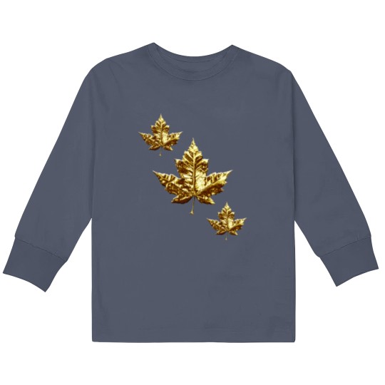 Discover Cool Canada  Gold Maple Leaf Kids Long Sleeve T Shirts