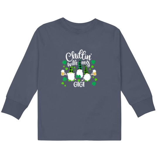 Discover Chillin With My Gigi St Patricks Day Gnomes Garden Kids Long Sleeve T Shirts