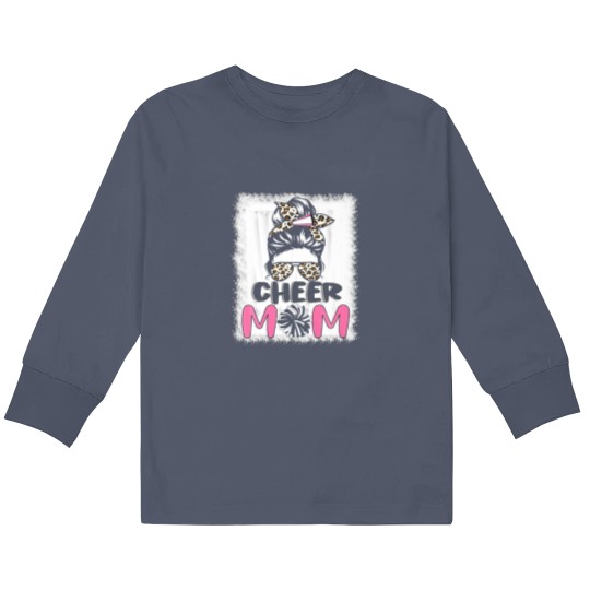 Discover Cute Messy Bun Cheer Mom Funny Leopard Bandana Mot Kids Long Sleeve T Shirts
