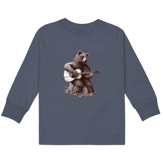 Discover Guitar Player GUITARIST Bear Funny Kids Long Sleeve T Shirts