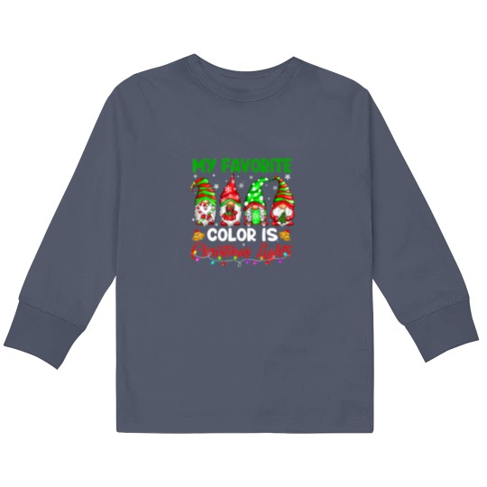 Discover Gnomes My Favorite Color Is Christmas Light Kids Long Sleeve T Shirts