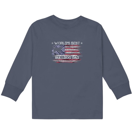 Discover Vintage USA Flag World's Best English Bulldog Kids Long Sleeve T Shirts